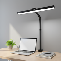 Lampe de bureau LED à col de cygne en aluminium, tête large, éclairage électrique simple et grand format, style nordique moderne, avec interrupteur à bouton, luminosité réglable, anti-éblouissement