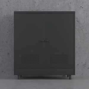 UCHANCE Armoire de rangement à 2 portes en métal noir avec étagère réglable, armoire de classement en acier pour la maison, le bureau ou le salon - Product Image 6