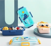 Boîte à lunch en plastique multifonctionnelle réutilisable anti-fuite 2025 – Motif dessin animé mignon, écologique, 2 compartiments, qualité alimentaire – Grande Vente