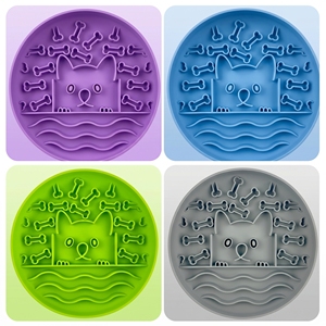 Tapis de léchage pour animaux de compagnie en silicone de qualité alimentaire, ensemble de tapis de léchage pour chien à alimentation lente pour soulager l'anxiété, logo personnalisé OEM, sans BPA, lavable, vaisselle pour animaux de compagnie - Product Image 4