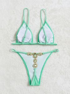 Nuovo <span class=keywords><strong>Sexy</strong></span> Bikini con Diamanti e Imbottitura, Costume da Bagno Basic con Perizoma Gioiello, Costume da Bagno con G-string Diamantato - Product Image 5