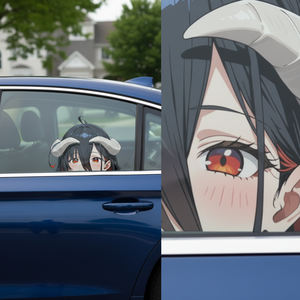 Autocollant de voiture Albedo Peeking, autocollant imperméable sur le thème de l'anime <span class=keywords><strong>Overlord</strong></span>, <span class=keywords><strong>personnage</strong></span> de fille démon mignonne pour la décoration de voiture, camion, SUV, fenêtre, pare-chocs - Product Image 3