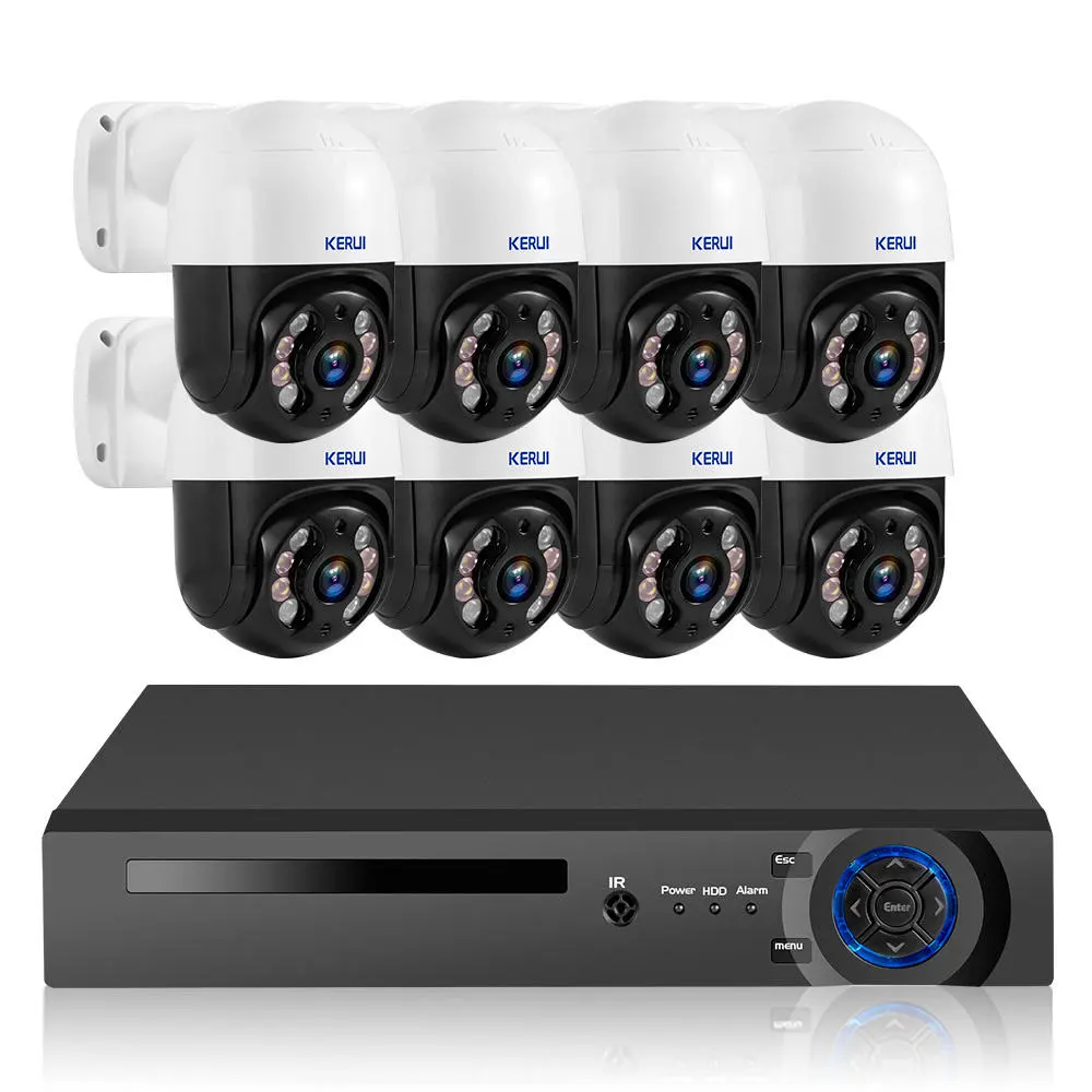 2024 nouveau système de caméra de sécurité IP PTZ 8 canaux 4 mégapixels Kit de vidéosurveillance de Vision nocturne extérieure système NVR Surveillance en réseau