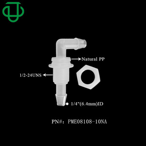 ข้อต่อข้อศอก JU PP ขนาด 1/4 นิ้ว ID เกลียว 1/2-24UNS สำหรับใช้งานกับสายอุตสาหกรรม - Product Image 1