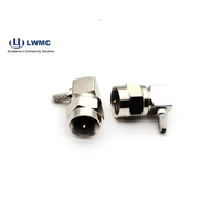 Conector de Crimpado en Ángulo Recto Macho F de 75 Ohmios de Alta Calidad para Cable RG179