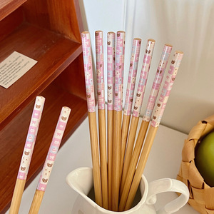 Palillos de Bambú Yuanjin con Diseño de Dibujos Animados, Redondos, para Uso Diario, Novedad 2024 - Product Image 1