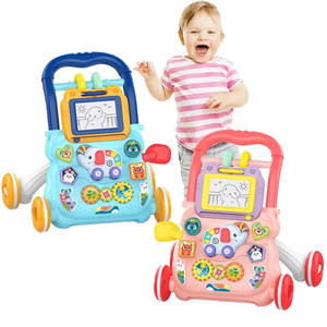 KSF Nouveau Trotteur Musical Éducatif pour Bébé avec Tableau <span class=keywords><strong>de</strong></span> Dessin et Jeux, Trotteur d'Apprentissage Assis-Debout, Jouet pour Bébé et Tout-Petit - Product Image 1