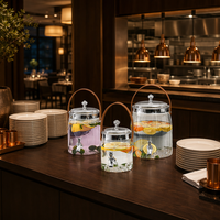 Distributeur de boissons commercial en libre-service avec robinet, en PET transparent, robuste, pour restaurants, buffets, traiteurs