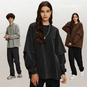 เสื้อยืดคอกลมสองชั้น แขนยาว รุ่น QD2160 เสื้อยืดโอเวอร์ไซส์ แขนยาวสองชั้น - Product Image 4