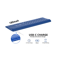 Keyboard isi ulang bluetooth nirkabel, Keyboard nirkabel 109 tombol ukuran penuh melengkung, cocok dengan apple