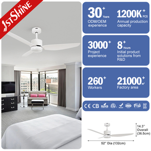 1stshine Fandiner 52 pouces ABS blanc Dimmable Smart Remote Control LED <span class=keywords><strong>Ventilateur</strong></span> de plafond avec lumière - Product Image 3