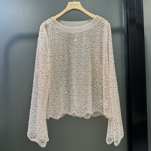 Blusa Elegante para Mujer con Cuentas y Lentejuelas, Manga Larga, Nueva, Estilosa, Versátil, con un Toque Delicado - Product Image 2