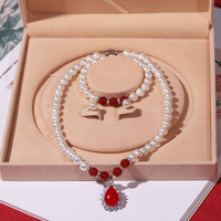 Collier de luxe en fausse perle de coquillage marin, ensemble de bijoux trois pièces pour femmes, chaîne à lame, accessoires de clavicule, cadeau pour la fête des mères