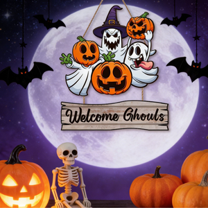 Décorations murales d'Halloween : Panneaux fantômes, nains et citrouilles en contreplaqué pour une ambiance festive - Product Image 3
