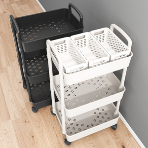 Modern Design Thick Salon Trolley Cart Storage Holders & <b>Racks</b> Swivel Wheels Top Drawer Cart 3-Tiered Iron <b>Rolling</b> Trolley - Product Image 2