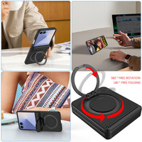 Coque pliable effet seconde peau pour Samsung Galaxy Z Flip 8 7, compatible magnétique avec support de voiture et anneau, antichoc, en verre trempé