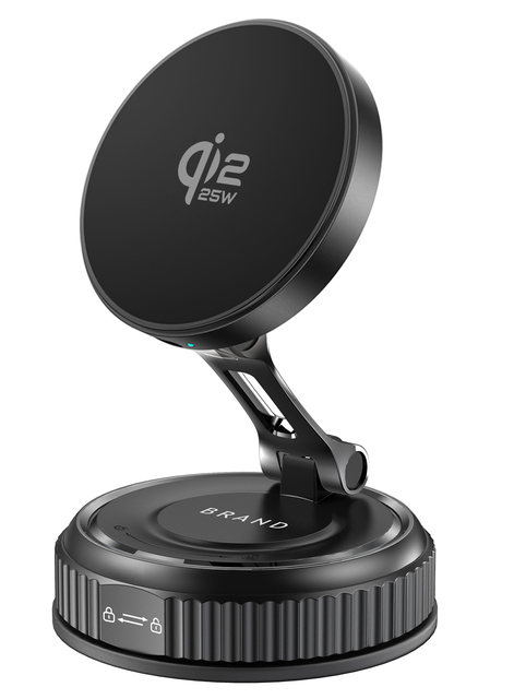 QI2.2 25W Wireless Fast Charger With Vacuum Magnetic Suction & Stand Portable and Compact Design