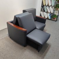 Doppels itz Schlafs ofa mit Aufbewahrung sbox Schwarzes Leder Klapp sofa kam für das Krankenhaus