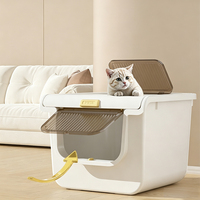 Bac à litière pour chat couvert avec couvercle rabattable, bac à litière fermé facile à nettoyer pour chats d'intérieur
