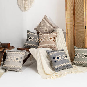 Minimalist Geometric Embroidered Pillowcase Cotton Linen Square <b>Cushion</b> Cover for Home Decor Living Room Sofa Bed Use - Product Image 1