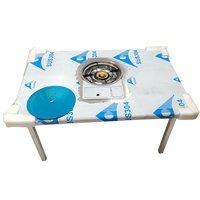Table de cuisson pliante en acier inoxydable pour barbecue Tables perforées Table de cuisinière au butane intégrée pour restaurant et usage domestique