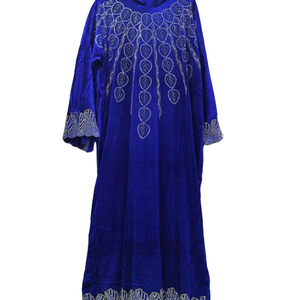 Abaya de Terciopelo con Capucha para Mujer, Lista para Enviar, Bordado con Hilo Dorado de Hojas, Corte Holgado, Túnica Islámica Modesta para Mujeres Africanas - Product Image 1