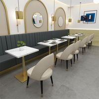 Table de luxe carrée de dessus de marbre de restaurant avec 4 sièges Table de restaurant de luxe Table et chaises de restaurant