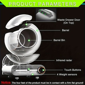 Bac à litière pour chat intelligent à nettoyage automatique de grande taille 65L, élimination automatique des odeurs avec contrôle WiFi par application, bac à litière automatique pour chat - Product Image 5