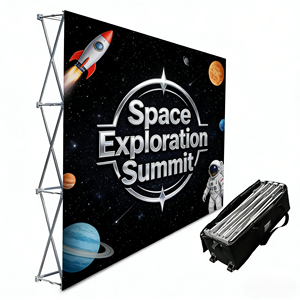 Grafismos Personalizados Impresos para Ferias Comerciales y Exposiciones, Banner Curvo y Recto para Stand de Exhibición, Fondo de Pared Publicitaria de Tela - Product Image 1