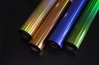Papier holographique arc-en-ciel, feuille de dorure bleue, rouleaux de feuille de dorure à chaud, feuille réactive au toner pour cartes et emballages