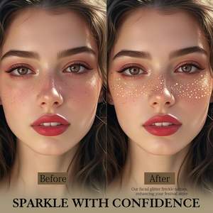 Оптовая продажа по индивидуальному заказу, накладные наклейки для макияжа лица, временная татуировка, блестки, серебряные веснушки, татуировка для лица - Product Image 6