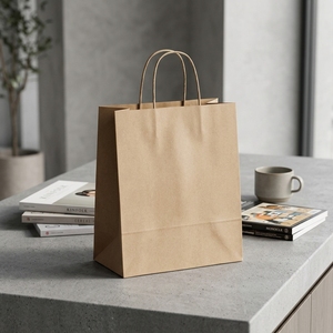 Sacchetti di Carta Kraft Marrone Riciclata Biodegradabile per Imballaggio e Trasporto, Produzione Personalizzata all'Ingrosso da Produttori Cinesi - Product Image 3
