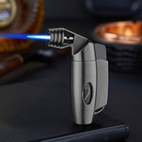 Mini briquet torche portatif à double flamme, coupe-vent, avec fenêtre de visualisation du carburant