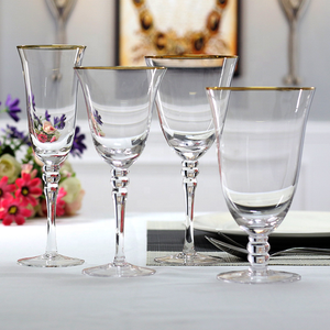Lot de Gobelets en Cristal Transparent à Bord Doré – <span class=keywords><strong>Verres</strong></span> à <span class=keywords><strong>Vin</strong></span> Vintage Perlés à Long Pied pour Mariages, Fêtes, Noël et Décoration de Table à Domicile - Product Image 2