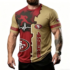 Camiseta de Hombre con Estampado del Equipo de los San Francisco 49ers, Camiseta Casual Transpirable de Poliéster de Manga Corta con Diseño de Dos Colores para Fanáticos de la <span class=keywords><strong>NFL</strong></span> - Product Image 3
