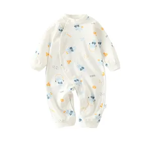 Oem Custom Pasgeboren Eendelig Baby Katoenen Pyjama Babi Onesies Gebreide Romper Baby