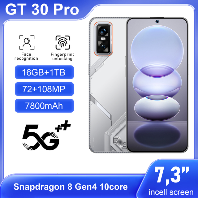 High Performance GT 30 Pro 5G Smartphone 16GB+1TB 7800mAh Long Battery for Heavy Users