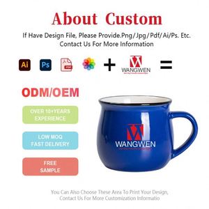 Tasse en céramique créative avec logo personnalisé, design moderne à gros ventre, pour le petit-déjeuner, le lait ou le café - Product Image 2