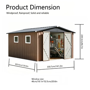 Abri <span class=keywords><strong>de</strong></span> jardin en métal galvanisé en aluminium 12*10FT le plus populaire, écologique, avec fenêtre transparente et portes latérales doubles pour le jardin - Product Image 3