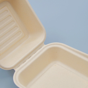 Caja de hamburguesas biodegradable de 6 pulgadas, bagazo compostable desechable, hamburguesa, Concha para embalaje de alimentos ecológico - Product Image 5