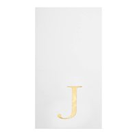 Serviettes de table blanches pour mariage et cocktail, style sac, avec monogramme 'J' en feuille d'or, 3 plis, 50 unités, 4x8 pouces, fabrication directe usine OEM/ODM