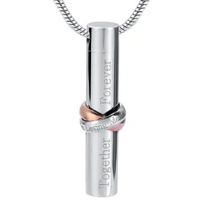 IJD9944 Stainless Steel Customized Engraving Infinity Cylinder Souvenir Pendant for Ashes Memorial Necklace Cremation Jewelry