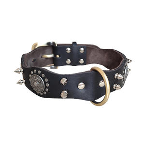 Diseño único <span class=keywords><strong>Rottweiler</strong></span> Pitbull mediano grande de cuero tachonado collares para perros - Product Image 1