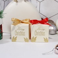 Petites boîtes cadeaux de Noël 6x6x6cm, boîtes en papier pour cadeaux de Noël avec ruban pour bonbons, biscuits, décoration de fête