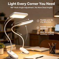 Lampe de bureau à clipser personnalisée, col de cygne flexible, commande tactile, rechargeable, 180° multi-angles réglables, protection des yeux, lampe de lecture USB