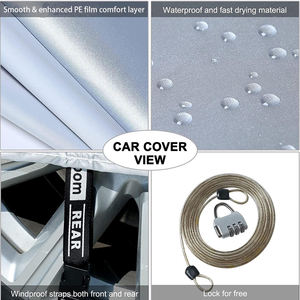 Housse de <span class=keywords><strong>voiture</strong></span> complète Pulato LT-CC-2 de haute qualité, 2 couches, fermeture éclair, imperméable/protection UV, prévention de la neige et de la glace, rejet de 99% des UV/90% des IR - Product Image 4