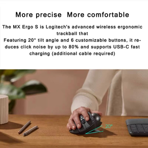 เมาส์แทร็คบอลไร้สายสำหรับ <span class=keywords><strong>MX</strong></span> <span class=keywords><strong>Ergo</strong></span> S เมาส์ไร้สายปรับได้ออกแบบตามหลักสรีรศาสตร์ชาร์จได้สำหรับเกมพีซี - Product Image 4