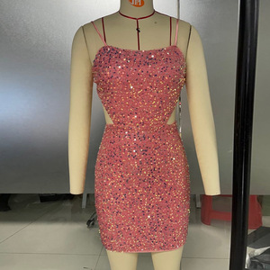 2022 Sleeveless <strong>Summer</strong> <strong>Sexy</strong> Hollow Out Night <strong>Dresses</strong> for Women Club <strong>Bodycon</strong> <strong>Sequin</strong> Party <strong>Dress</strong> - Product Image 5