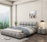 Lit en cuir souple, litière, moderne, lit King Size, cadre en bois, avec matelas