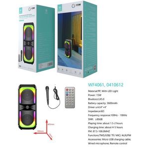WF4061 Portable <b>Speaker</b> <b>With</b> <b>Microphone</b> Karaoke 3600mAh 180x160x405mm Black - Product Image 1